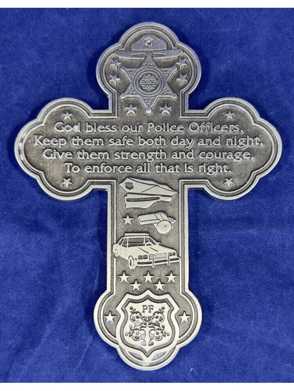 Decorative Police Officers Blessing Cross Wall Plaque